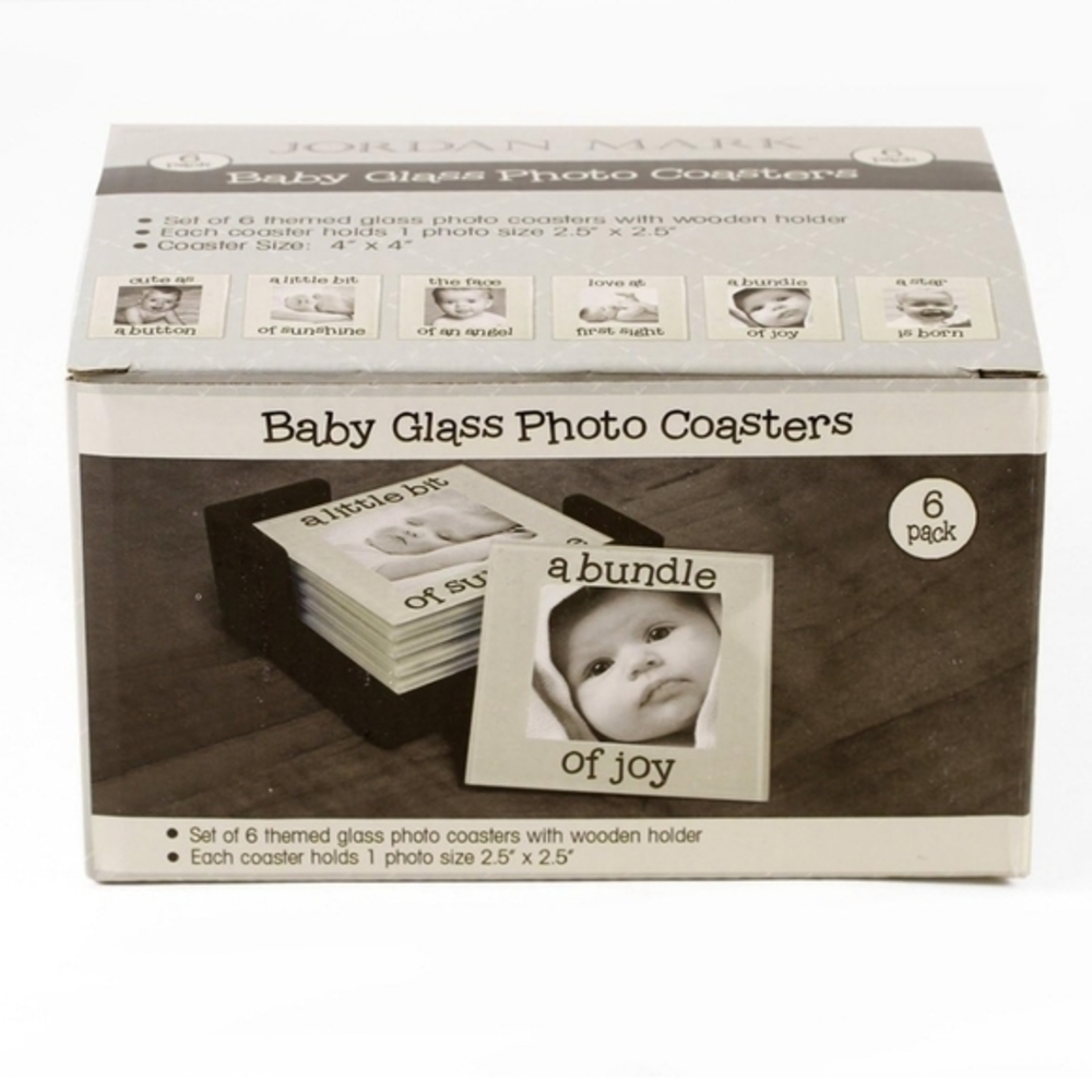 Jordan Mark Baby Glass Photo Coasters‎ 6 Pack 4"×4"